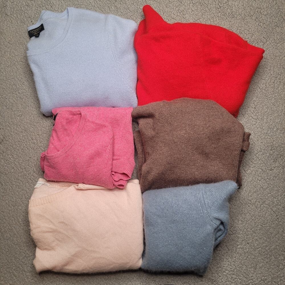 6pc CASHMERE Sweaters Tops Lot Crafts Cutter Flaws Holes Upcycle Fabric‎ DIY
